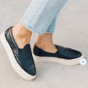 Soludos Black Croc Bondi Platform Sneakers (9.5)